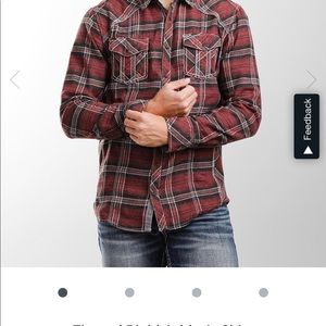 Buckle brand long sleeve button down plaid shirt.
